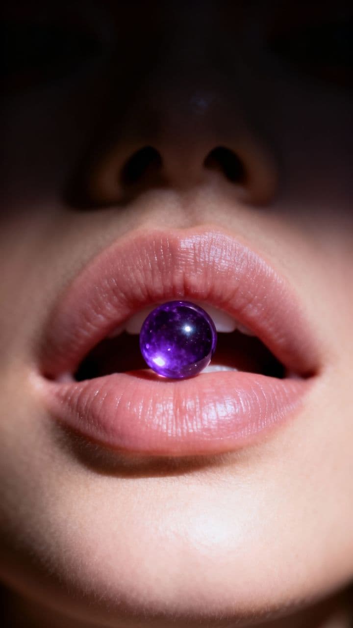 Amethyst Sphere Cracks on Lips