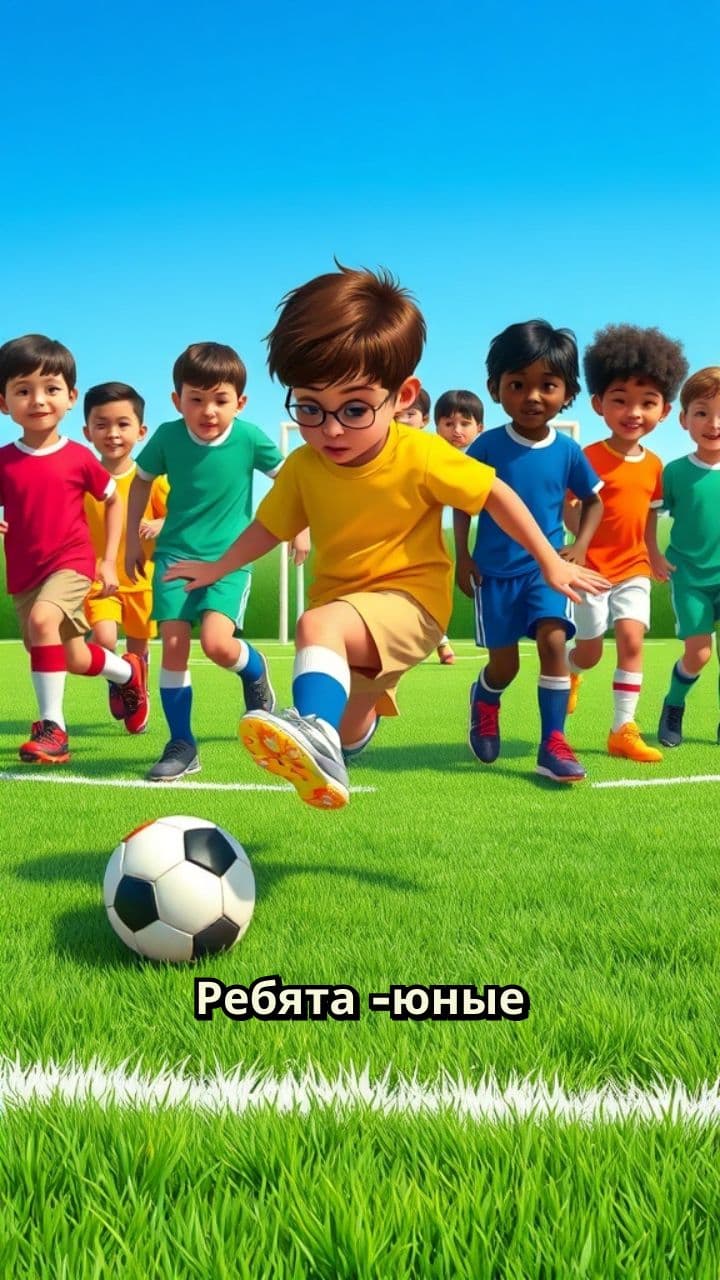 Юные футболисты на поле