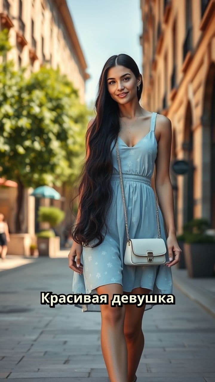 Гуляющая девушка с длинными волосами