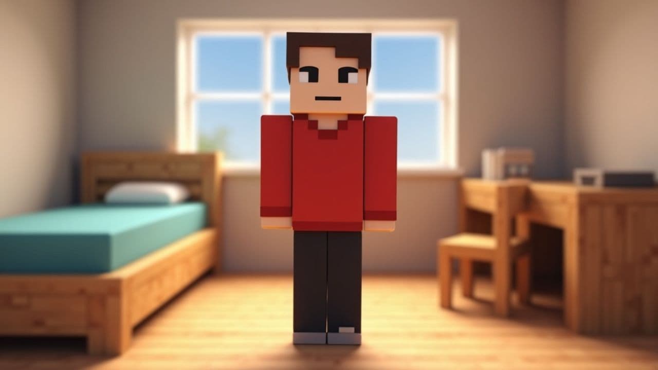 Minecraft Style Bedroom Scene