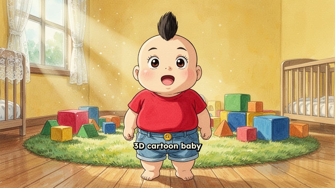 Chubby 3D Cartoon Baby Thinking