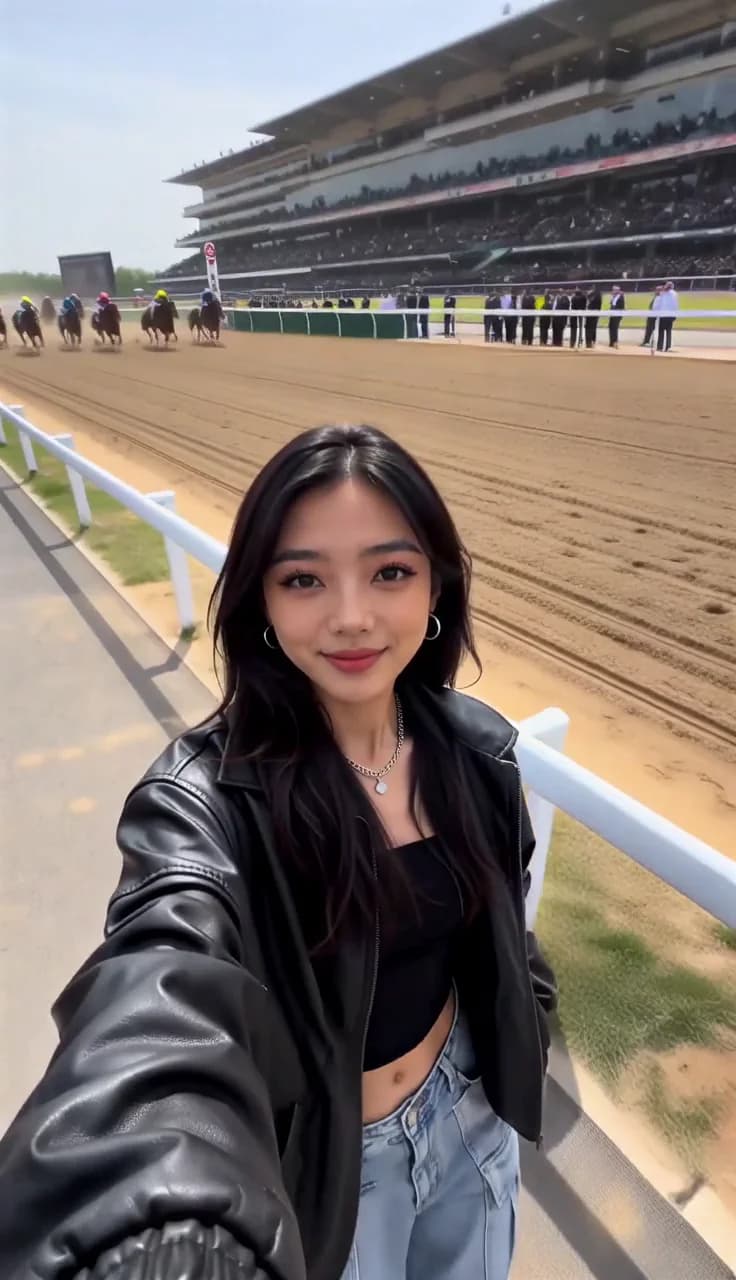 Selfie bij paardenrace