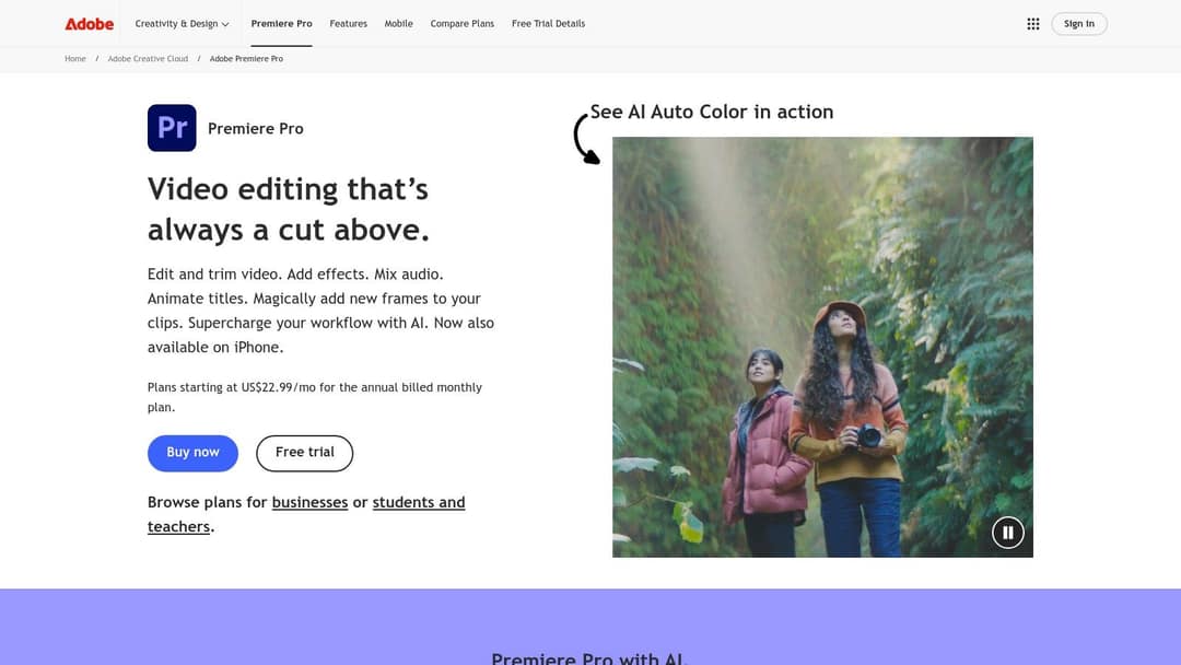 Adobe Premiere Pro + Firefly Video (Adobe)