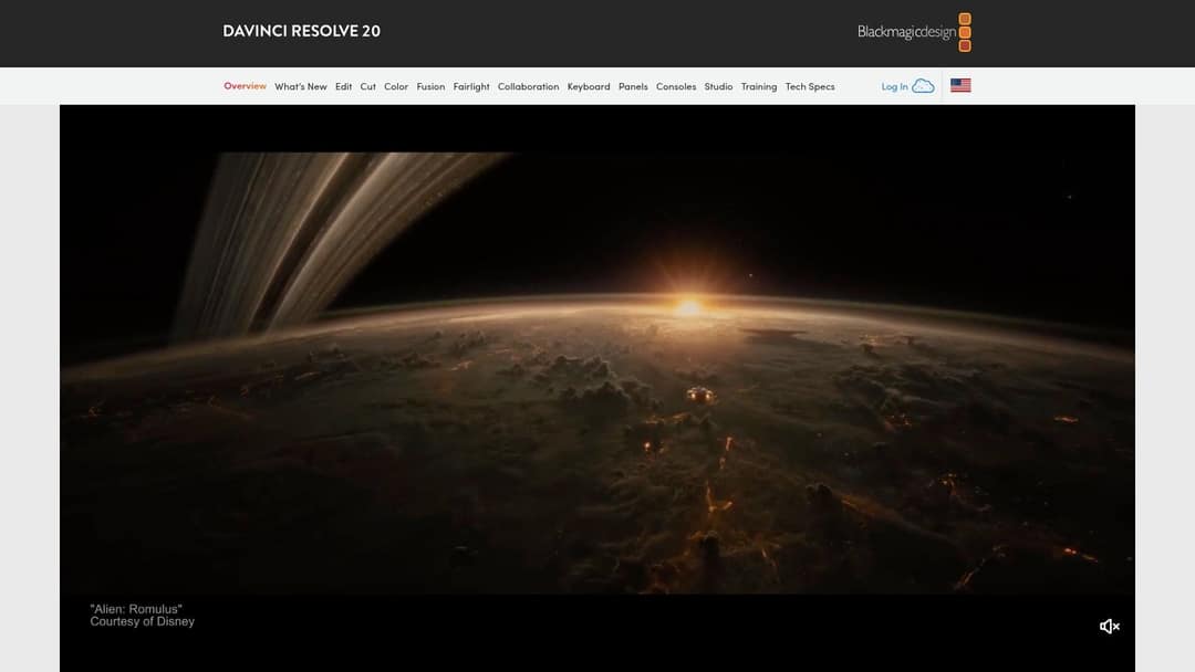DaVinci Resolve product page on the Blackmagic Design website