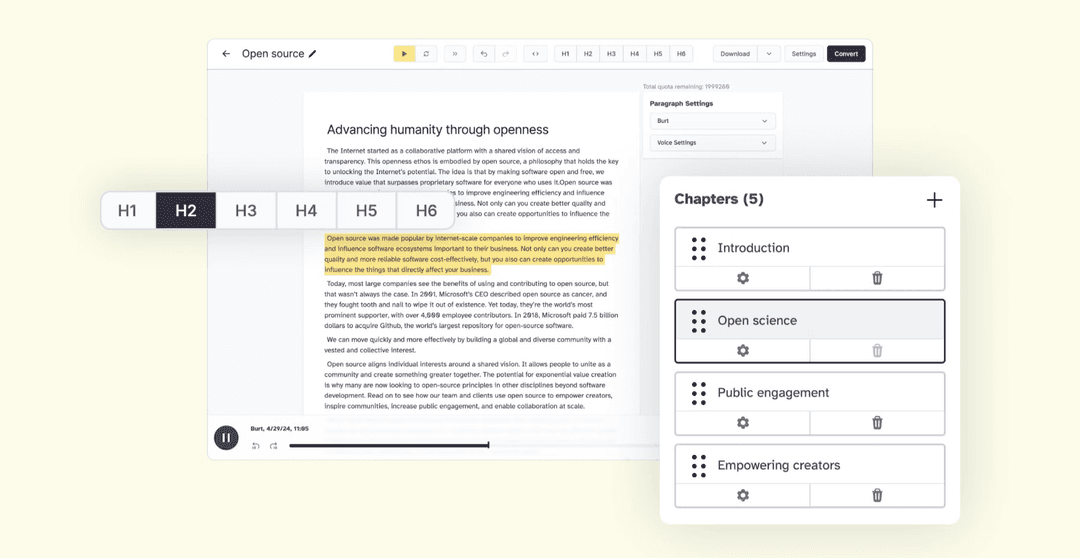 ElevenLabs voice editing dashboard