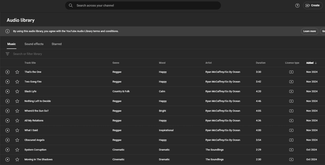 YouTube Audio Library