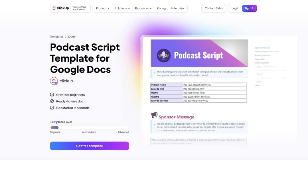 10\. ClickUp (Google Docs Template)