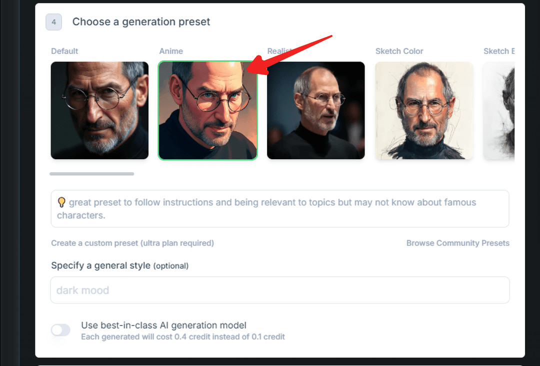 Step 3: Select Visual Parameters