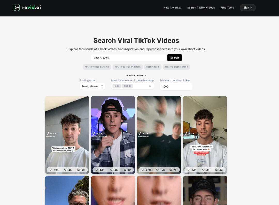 Bonus Tip: Find Inspiration from Viral TikTok Videos with revid.ai