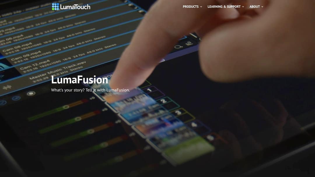 LumaFusion multi-track timeline with stacked video clips on a tablet screen