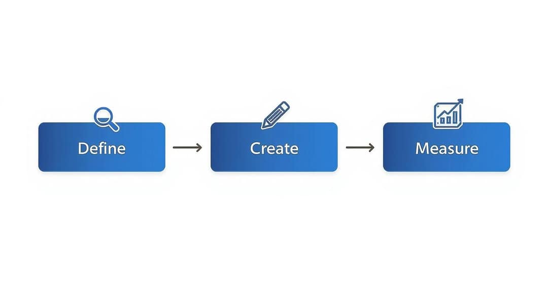 Diagram of a three-phase loop: Define, Create and Measure, connected by arrows