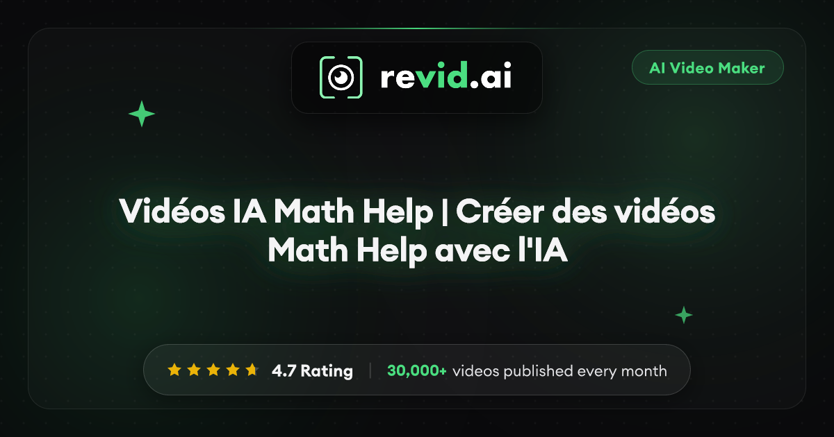 Vidéos IA Math Help | Créer des vidéos Math Help avec l'IA