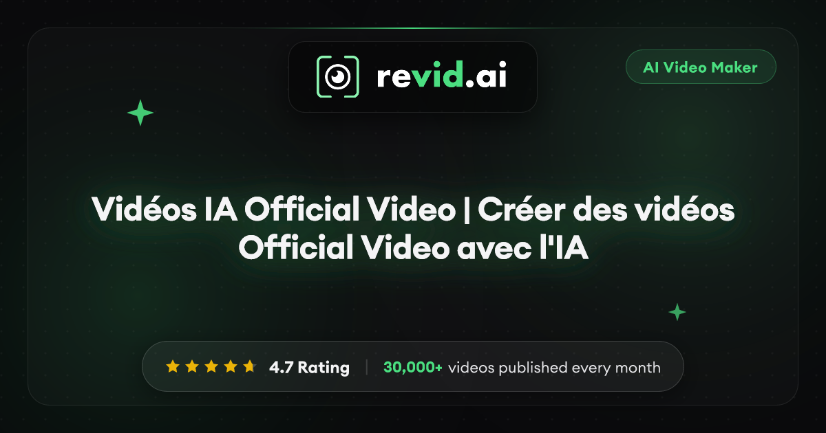 Vidéos IA Official Video | Créer des vidéos Official Video avec l'IA