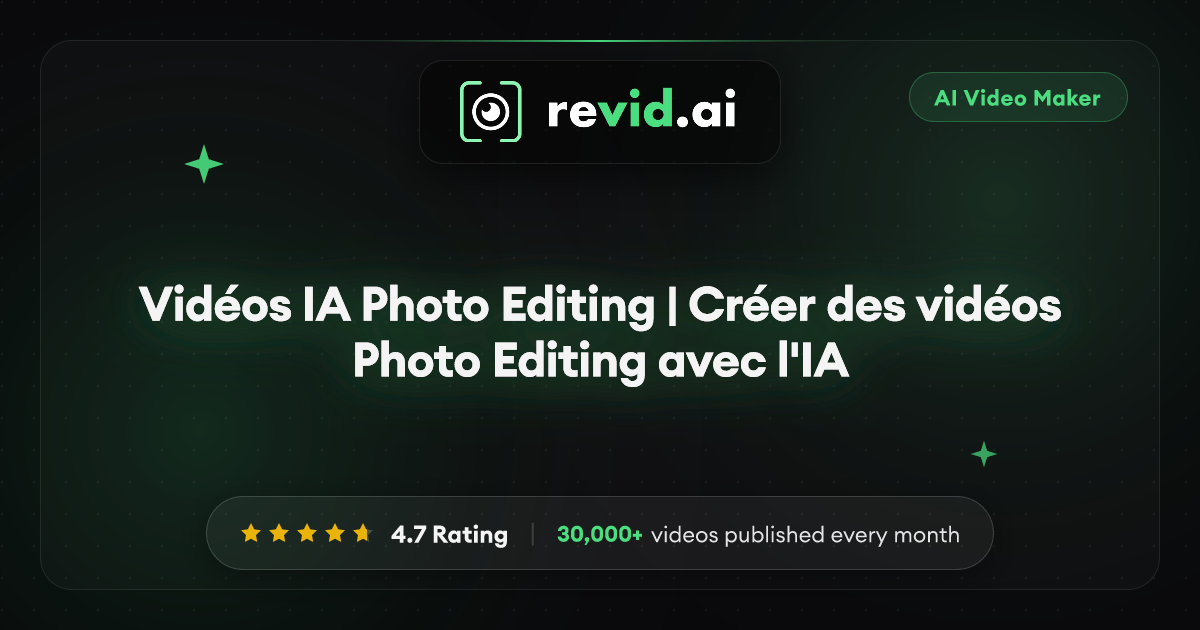Vidéos IA Photo Editing | Créer des vidéos Photo Editing avec l'IA