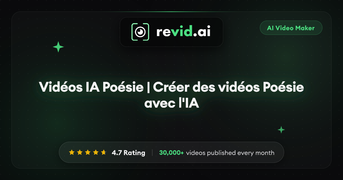 Vidéos IA Poésie | Créer des vidéos Poésie avec l'IA